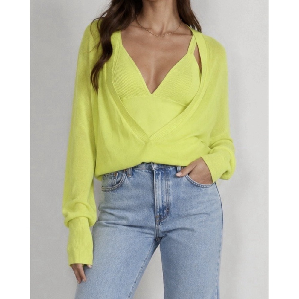 Dion Lee Density Layered Loop Sweater Top Neon Lime Green Size S US 4 $500